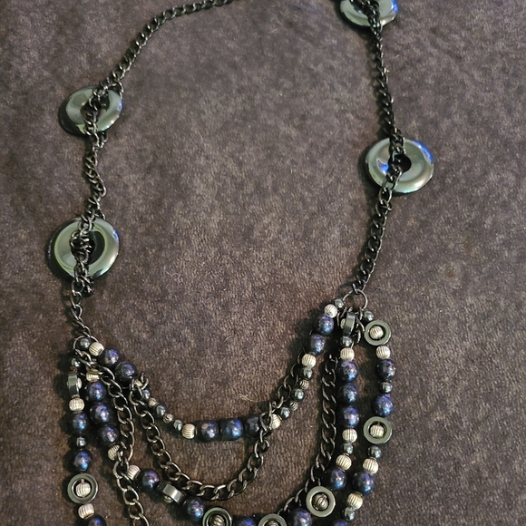 Neiman Marcus Jewelry - Gorgeous black grey neckpiece w black hematite stones beaded